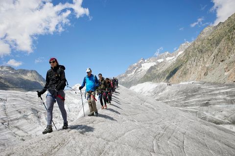 Geführte Wandertour auf dem Aletschgletscher im Schweizer Kanton Wallis