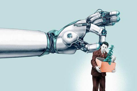 Künstliche Intelligenz Roboterhand hält entlassenen Mitarbeiter