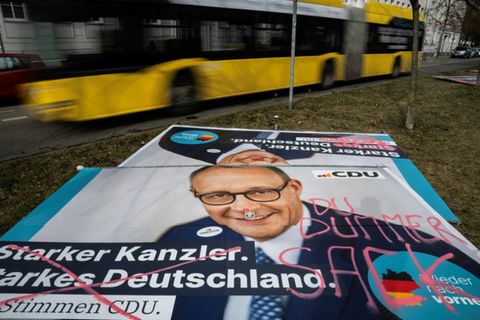Beschädigtes CDU-Wahlplakat