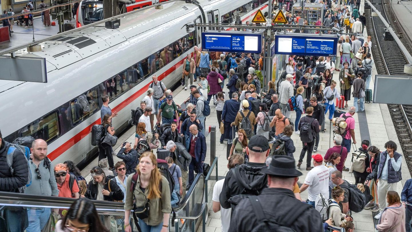 Voller Bahnsteig am Hamburger Hauptbahnhof
