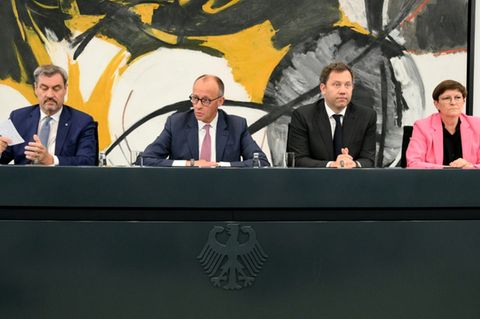 Parteichefs Söder, Merz, Klingbeil und Esken