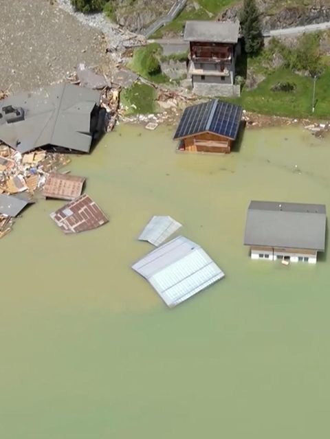 Das Dorf Blatten steht vollständig unter Wasser
