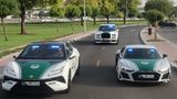 Ein Ein Elektro-Lotus fährt neben einem Audi R8
