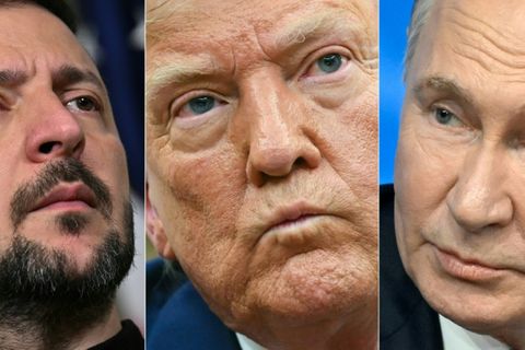 Wolodymyr Selenskyj (von links), Donald Trump und Wladimir Putin