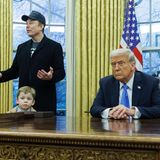 Elon Musk mit Sohn X Æ A-12 im Oval Office bei Donald Trump