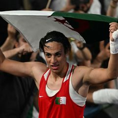 War bei Olympia 2024 Gegenstand der Debatten: Imane Khelif. Foto: Mauro Pimentel/AFP/dpa