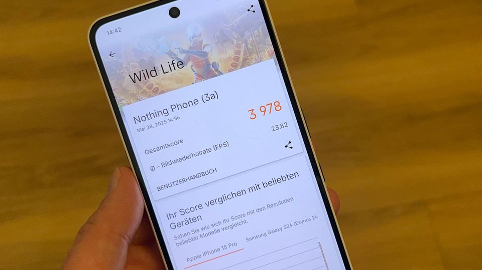 Nothing Phone (3a) Der Wild Life Score des Nothing Phone (3a) beträgt 3978
