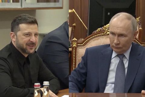 Links: Woldoymyr Selenskyi; Rechts: Wladimir Putin