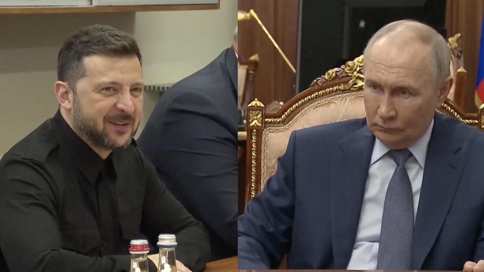 Links: Woldoymyr Selenskyi; Rechts: Wladimir Putin