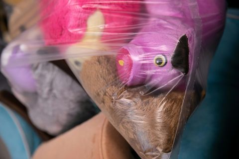 Stofftiere in Plastiktüten