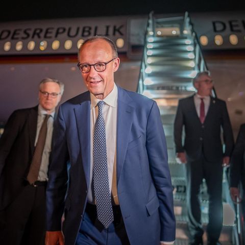 Friedrich Merz auf seiner Reise zu Donald Trump
