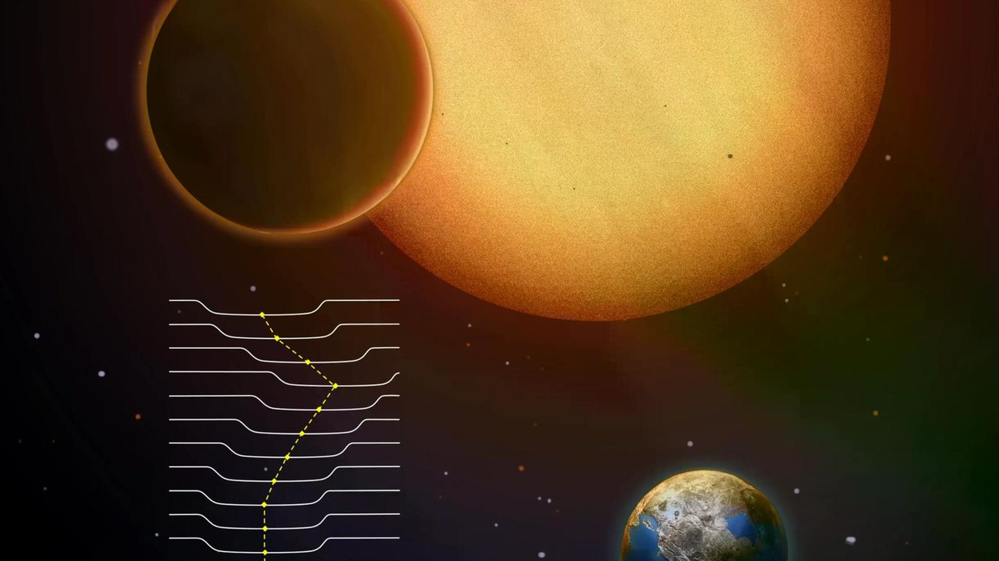 Diese grafische Darstellung zeigt Kepler-725c im Vergleich zur Erde