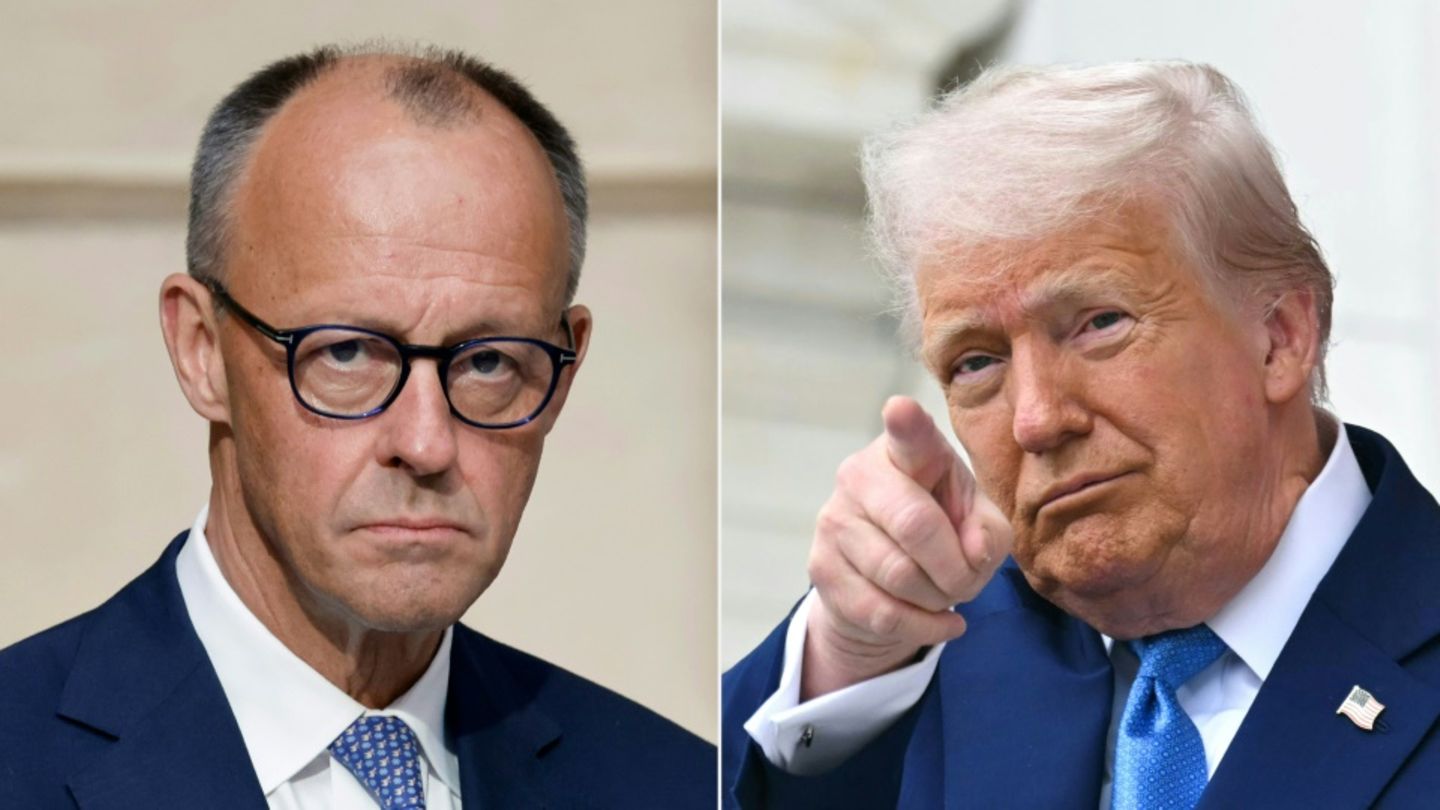 Bundeskanzler Merz und US-Präsident Trump auf Archivfotos