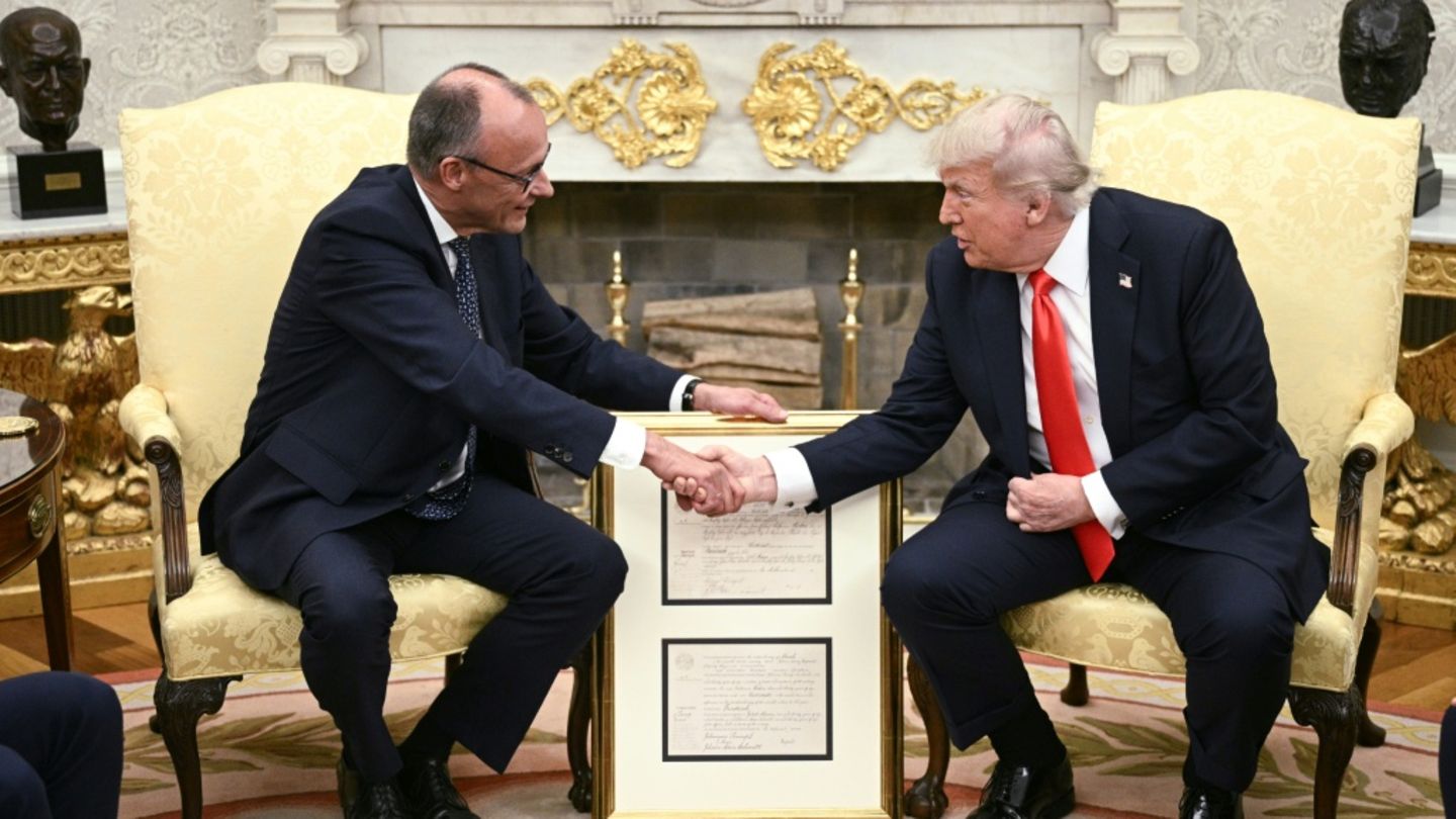 Merz (l.) und Trump
