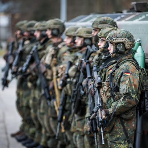 Bundeswehr soldiers in a row