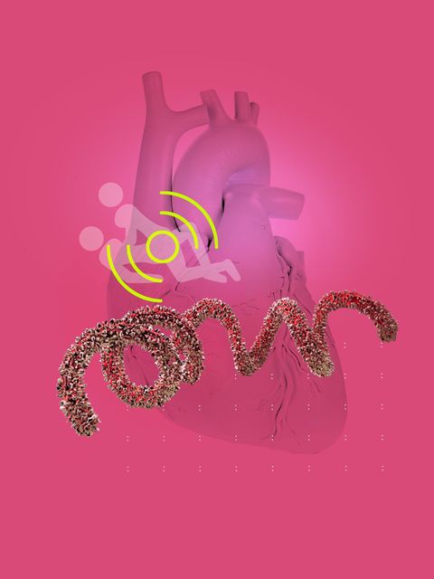 Atemnot eines Patienten: Illustration eines Herzens, eines Paares beim Sex und eines Bakteriums