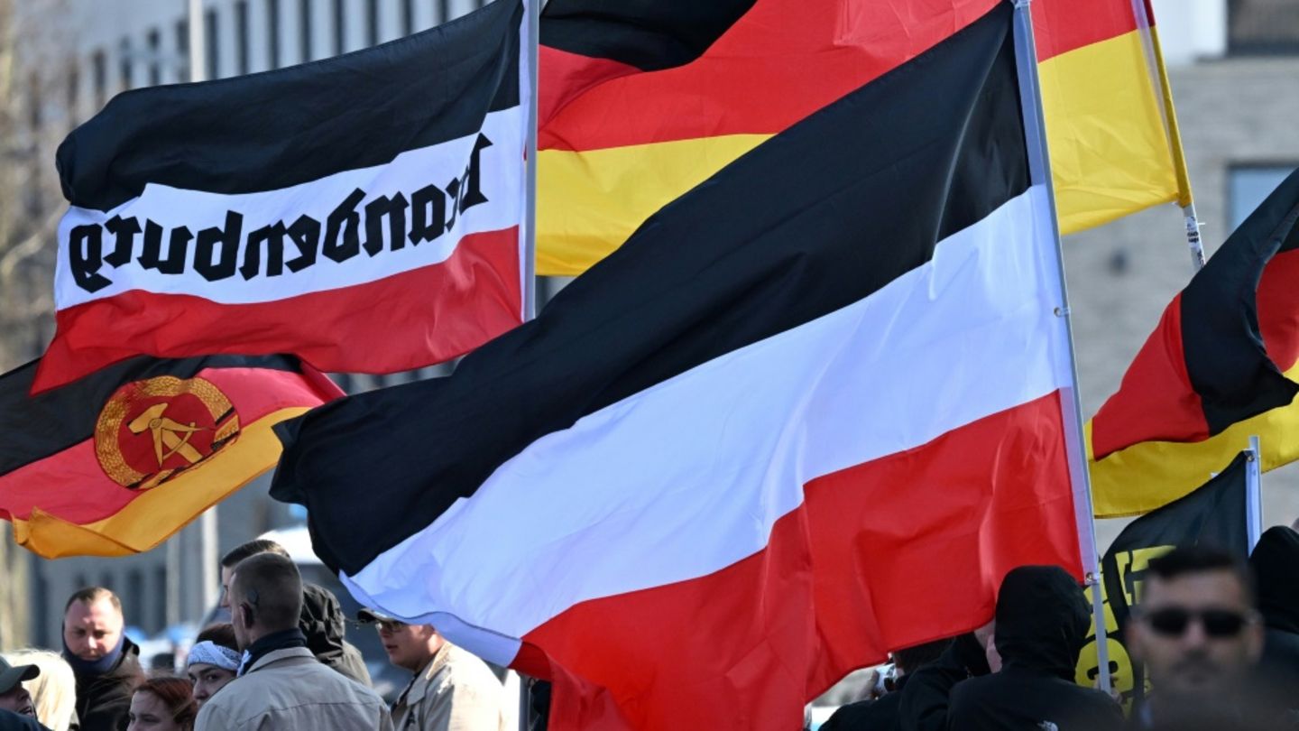 Reichs- und DDR-Flaggen bei rechtextremer Demonstration