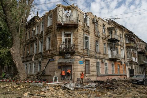 Beschädigtes Wohnhaus in Odessa