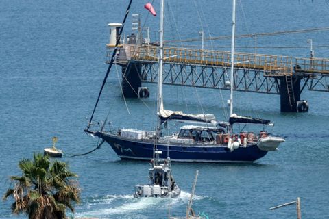 Das Segelboot der Gaza-Aktivisten im Hafen von Aschdod