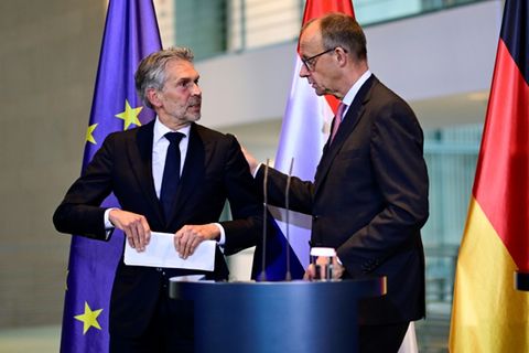 Dick Schoof und Friedrich Merz am Dienstag in Berlin