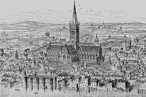 St.-Pauls-Kathedrale in London im 14. Jahrhundert