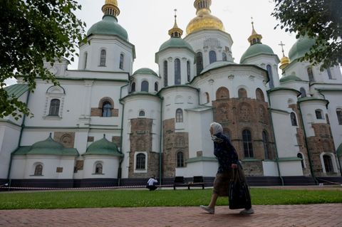 Die beschädigte Sophienkathedrale in Kiew