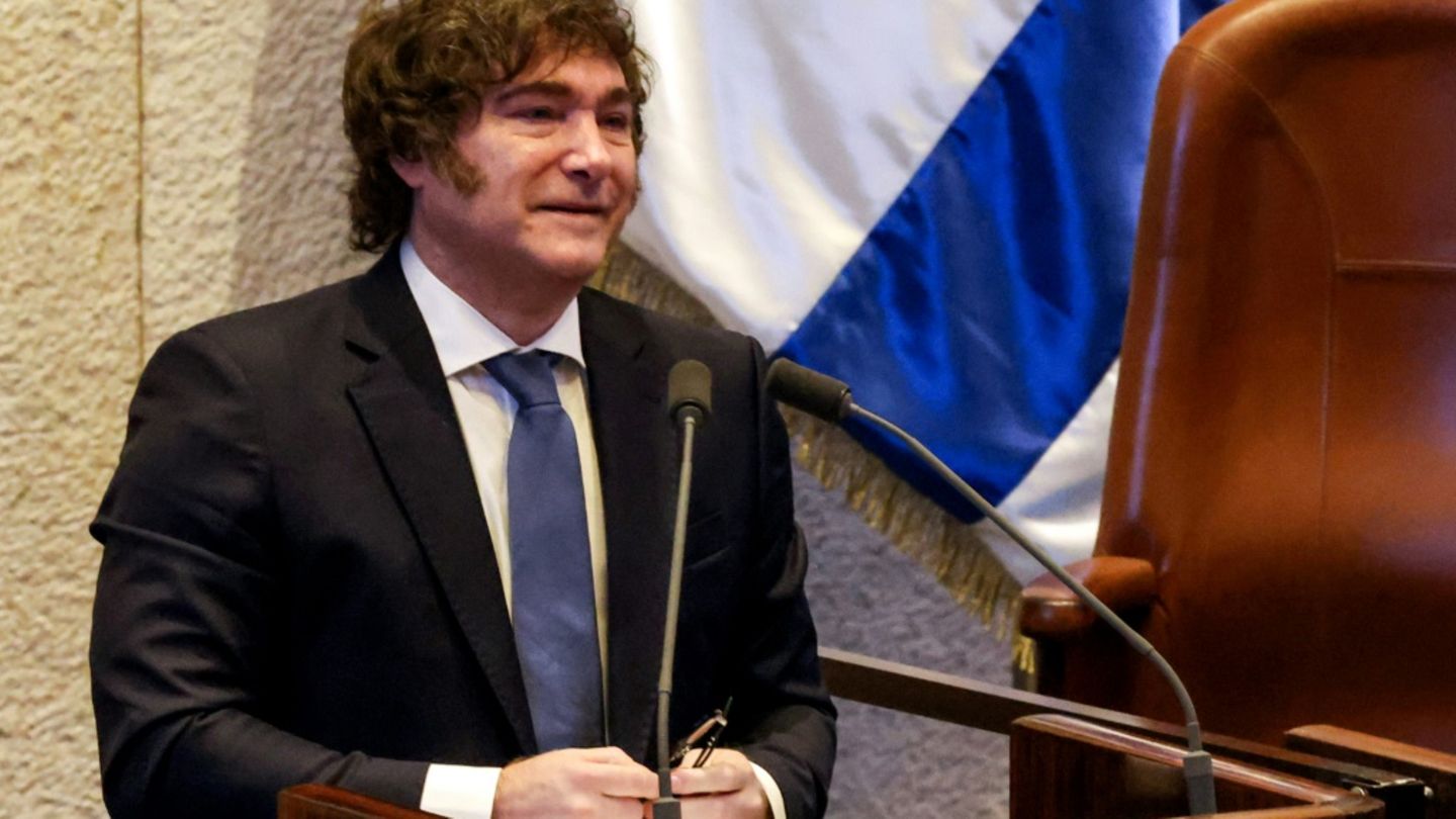 Javier Milei bei seiner Rede vor der Knesset