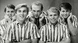 Bandfoto mit Brian Wilson und seinen Bandkollegen in gestreiften Kurzarmhemden