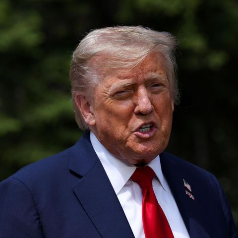 US President Donald Trump speaks to the media at the G7 summit