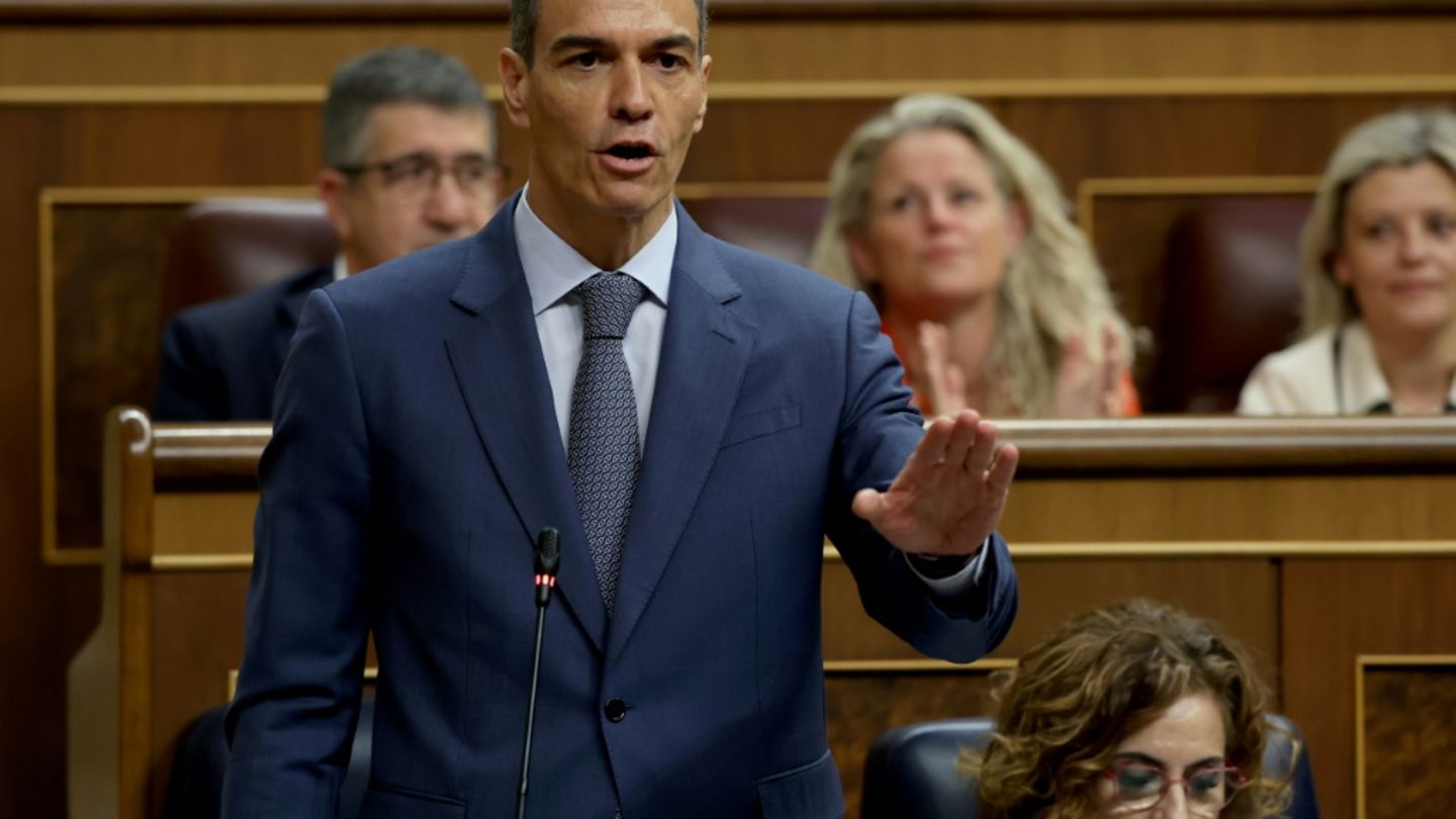 Spaniens Regierungschef Pedro Sánchez am Mittwoch vor dem Parlament in Madrid
