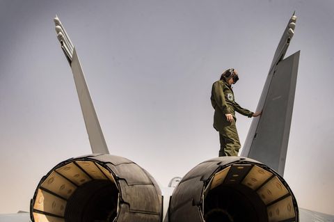 Nahost EA-18G-Kampfjet auf der Al-Udeid Air Base in Katar