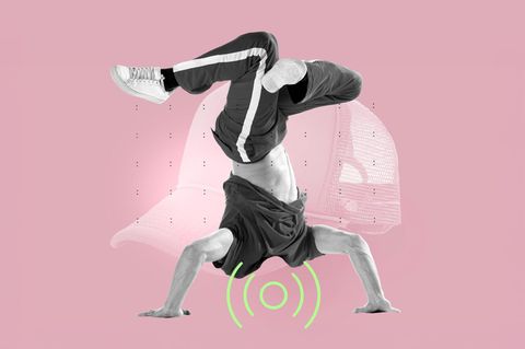Illustration Breakdancer mit Beule am Kopf. Ein Tumorverdacht steht im Raum