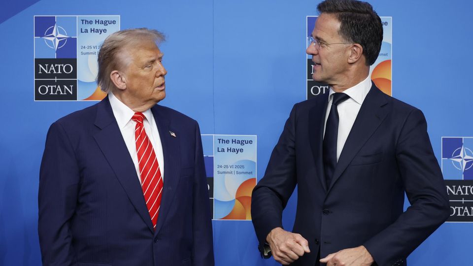Roter Teppich für Trump: Nato-Gipfel läuft ganz nach seinem Geschmack Trump beim Nato-Gipfel-Treffen