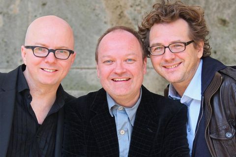 Oliver Rohrbeck, Jens Wawrczeck und Andreas Fröhlich (v.l.n.r.) als "Die drei Fragezeichen"