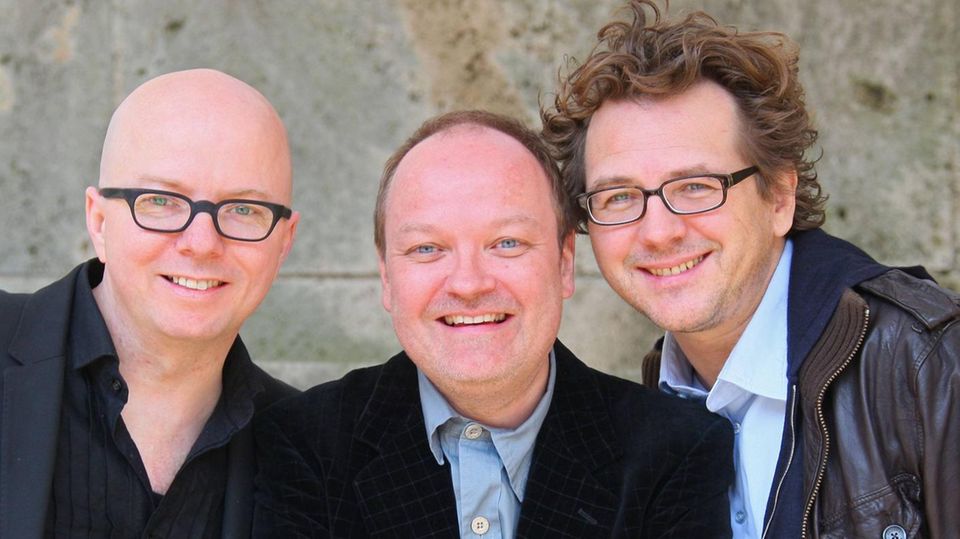 Oliver Rohrbeck, Jens Wawrczeck und Andreas Fröhlich (v.l.n.r.) als "Die drei Fragezeichen"