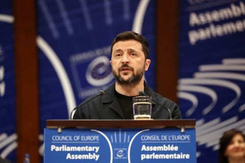 Der ukrainische Präsident Wolodymyr Selenskyj vor dem Europarat