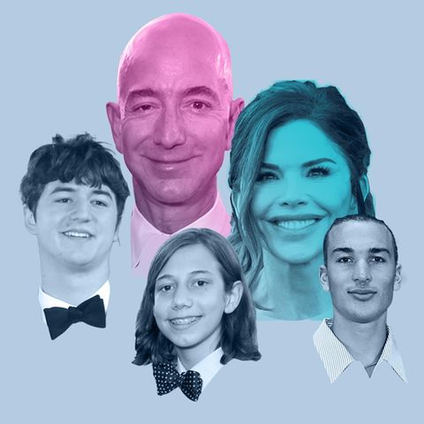 Photo montage by Jeff Bezos and Lauren Sanchez with two of his children and their son