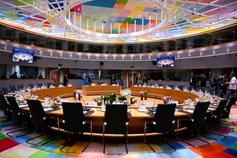 Konferenzraum im Europäischen Rat am Donnerstag