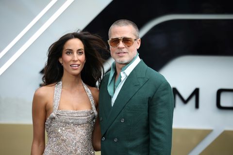 Brad Pitt und Partnerin Ines de Ramon am Montag in London