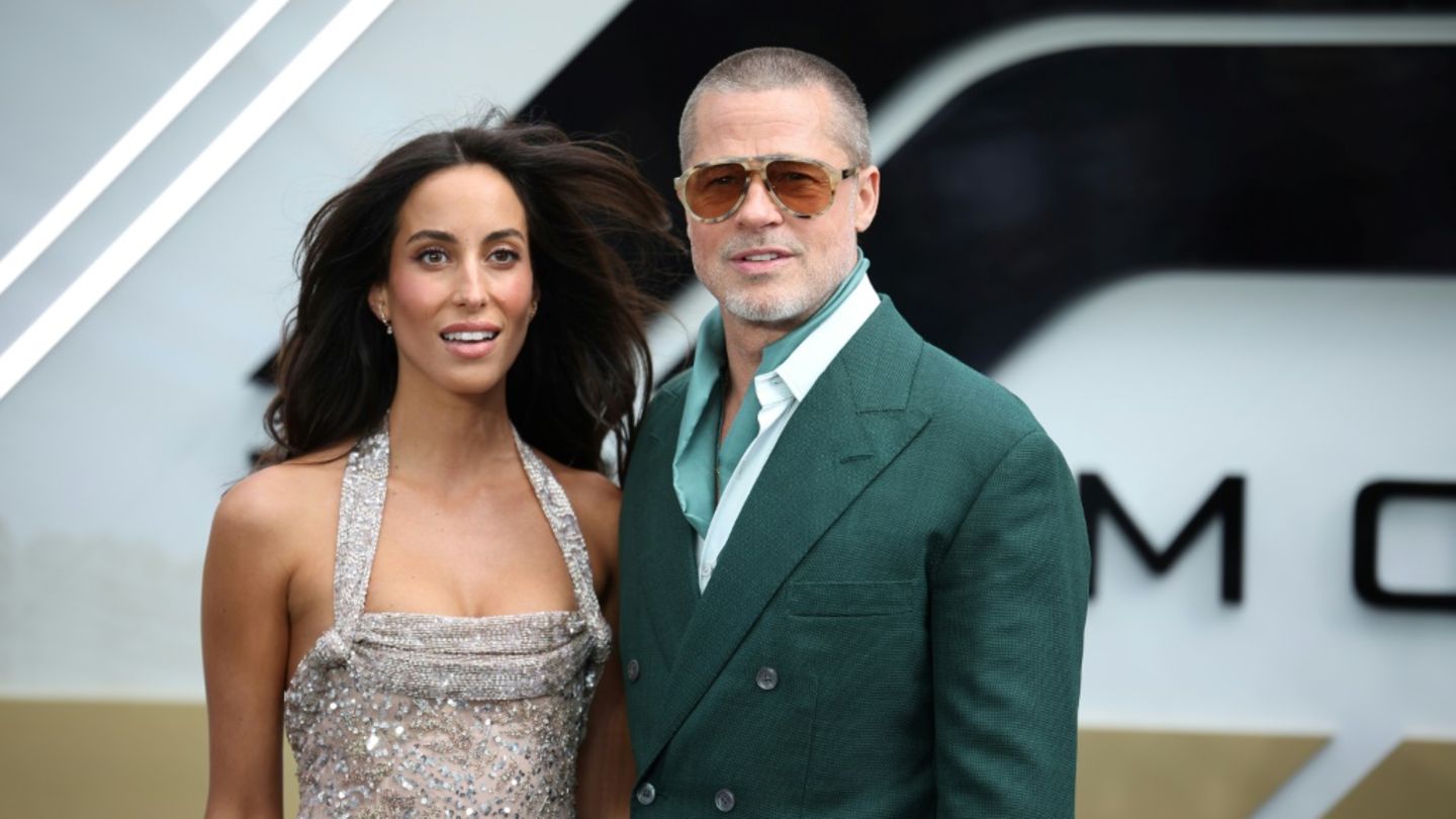 Brad Pitt und Partnerin Ines de Ramon am Montag in London