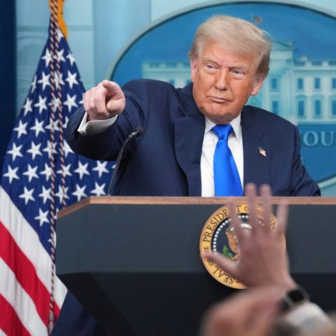President Donald Trump at a press conference in the White House