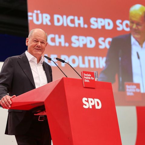 Der frühere Bundeskanzler Olaf Scholz auf dem SPD-Bundesparteitag in Berlin
