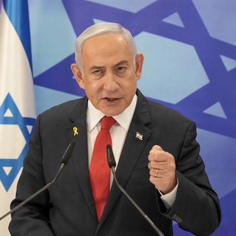 Israel's Prime Minister Benjamin Netanyahu at a press conference in Jerusalem