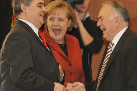 Böhmer (rechts) 2008 mit Angela Merkel und Peter Müller