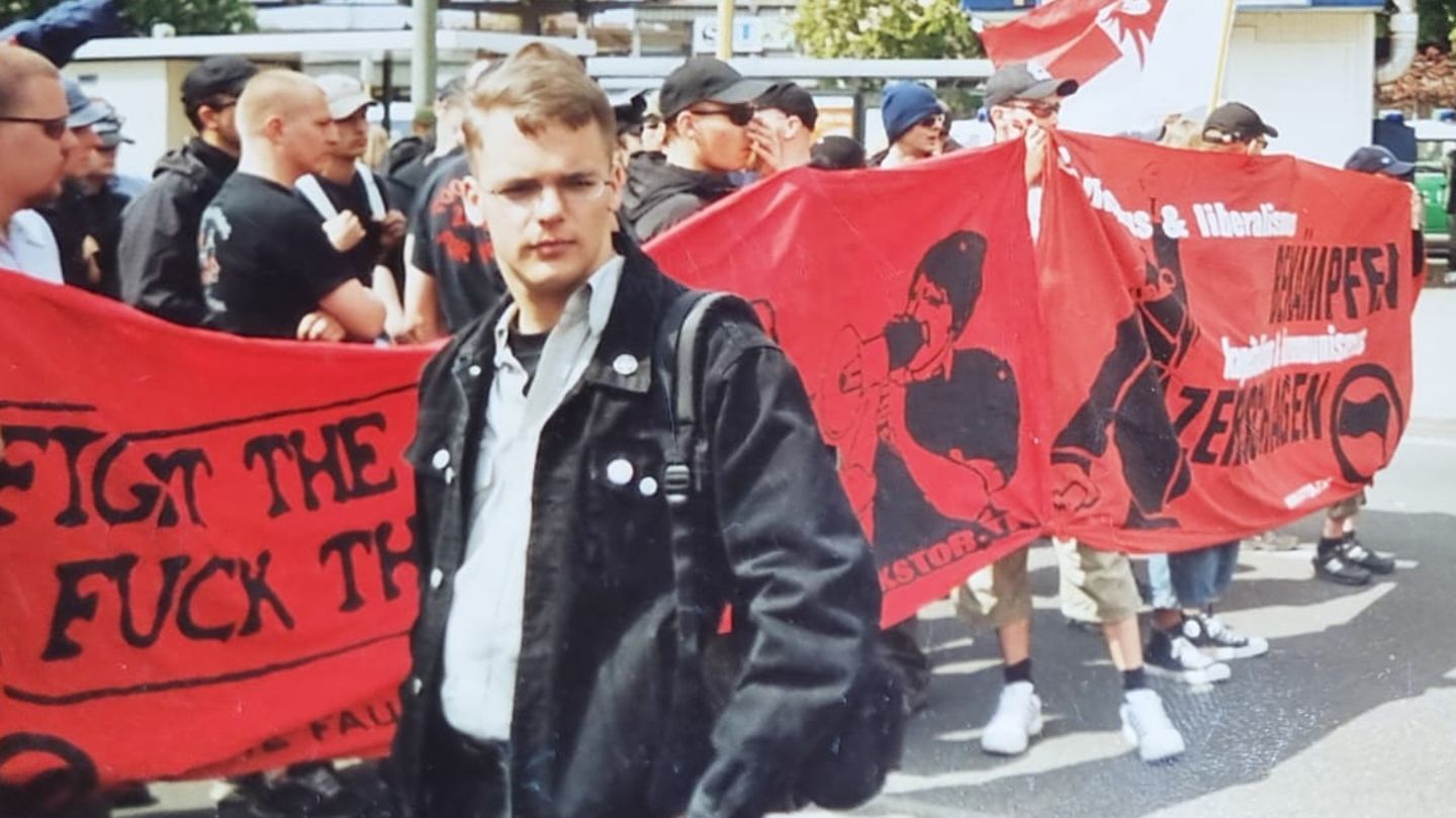 Axel Reitz bei einer Demo von Rechtsextremisten in Berlin