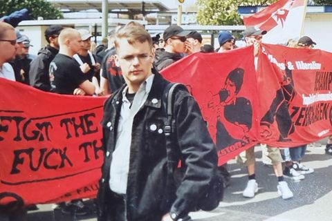 Axel Reitz bei einer Demo von Rechtsextremisten in Berlin