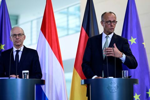 Kanzler Merz bei Besuch von Luxemburgs Premier Frieden