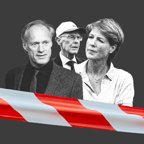 Die Akte Block: Collage der Familie Block mit Flatterband im Vordergrund