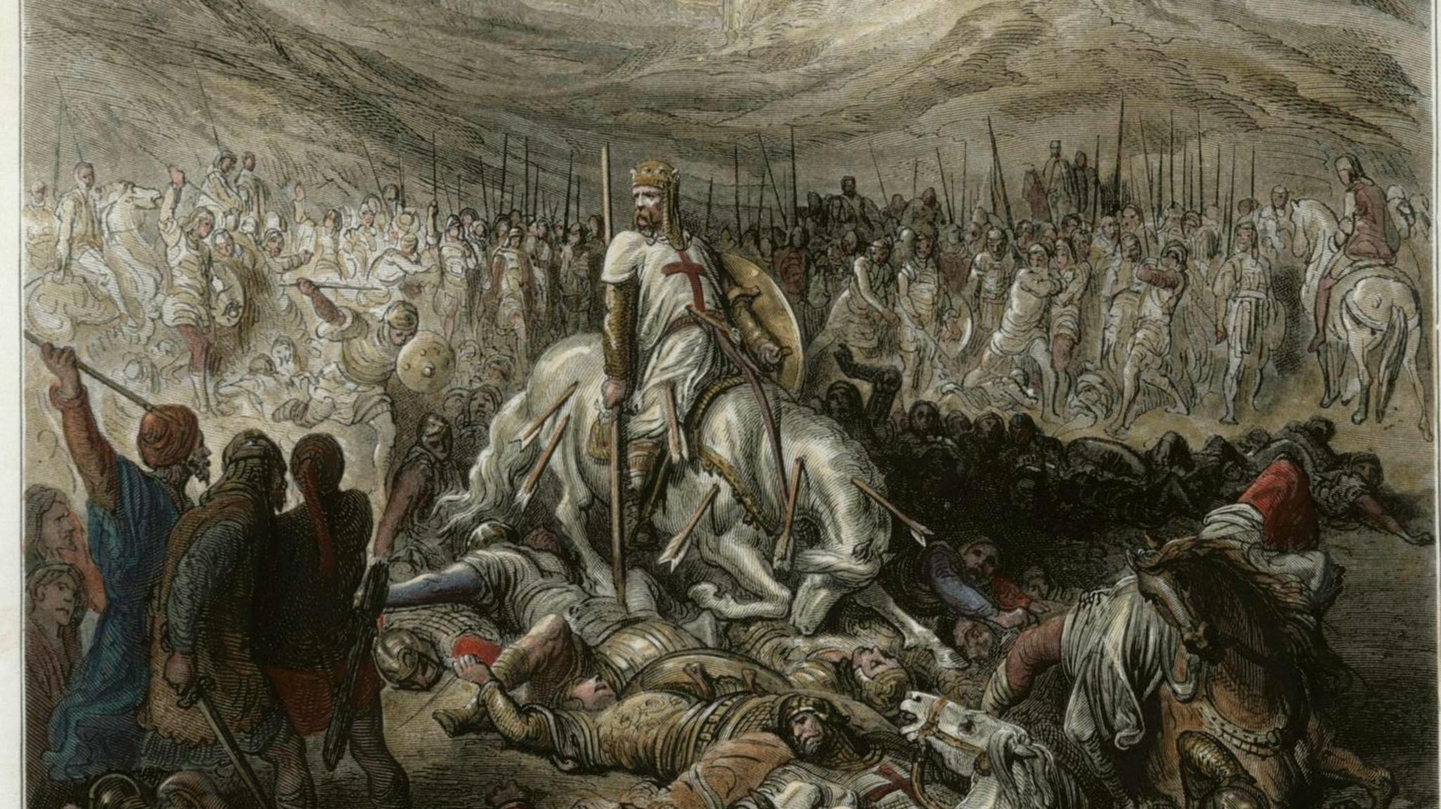 Gemälde einer Schlacht der Tempelritter um 1120