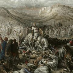 Gemälde einer Schlacht der Tempelritter um 1120
